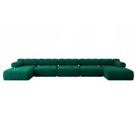 WOHNLANDSCHAFT modulares Sofa Tesso-U3 - 475x160x70 cm Dunkelgrün Velours - Dunkelgrün, Holzwerkstoff/Textil (475/70/160cm) - ALTDECOR