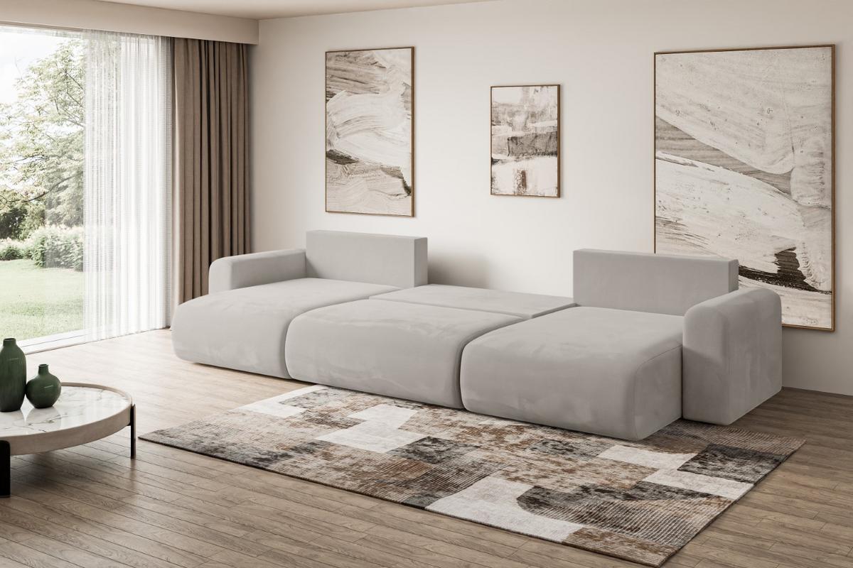 WOHNLANDSCHAFT mit Schlaffunktion und Bettkasten ORRO-U - 362x145x83 cm Hellbraun Velours - Hellbraun/Schwarz, Holzwerkstoff/Kunststoff (362/83/145cm) - ALTDECOR