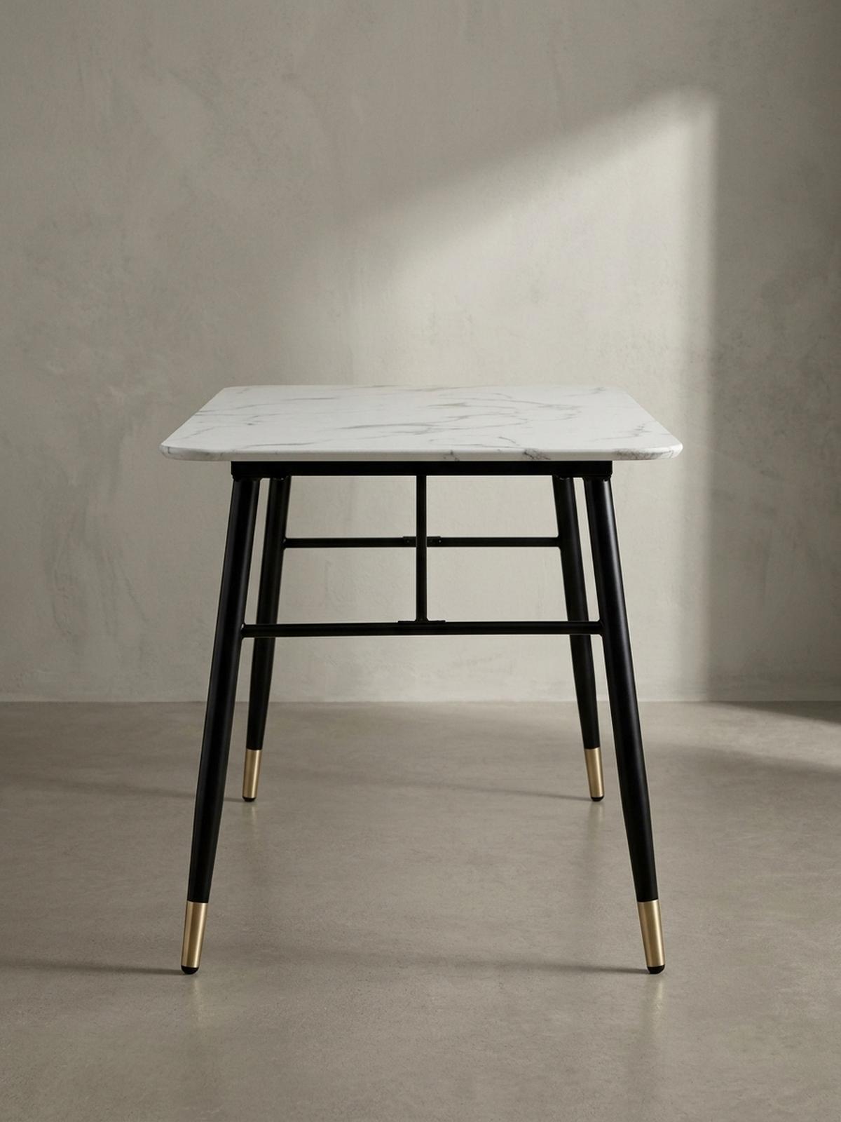 ESSTISCH Marmoroptik Metall Rechteckig Modern Klein, Weiß 160x80x76 cm - Goldfarben/Weiß, Holzwerkstoff/Metall (80/160/76cm) - KADIMA DESIGN