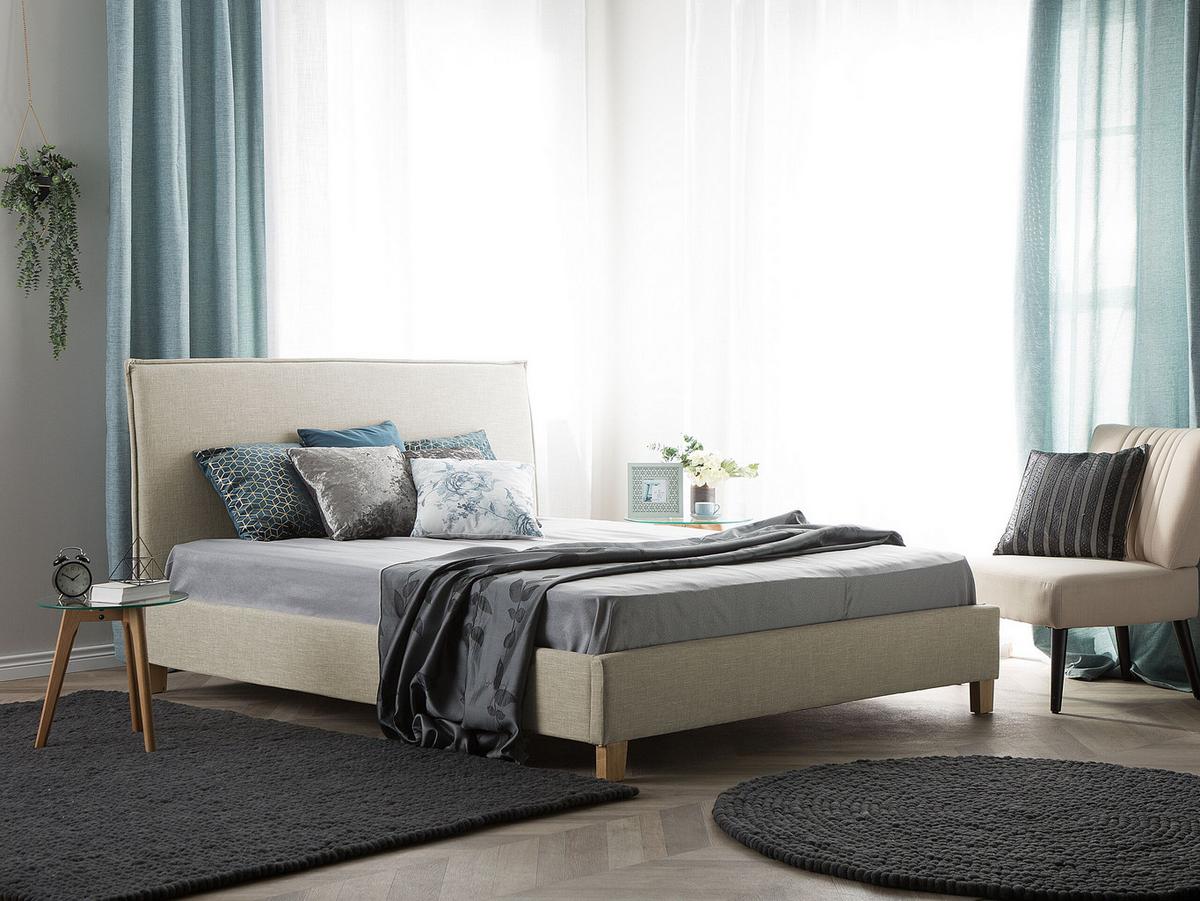 POLSTERBETT mit Lattenrost 180x200 cm Beige Sennez - Beige, Textil (180/200cm) - Beliani