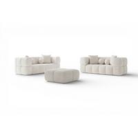 SOFASET Vega 3-2 Inkl. Hocker - Beige, Holzwerkstoff/Textil (250/77/103cm) - Fun Möbel