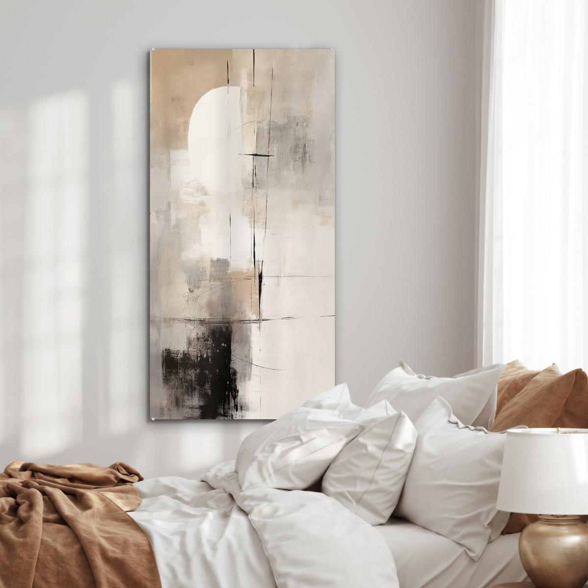 ACRYLGLASBILD Abstrakt - Kunst - Grau 60x120 cm - Hellgrau, Glas (60/120cm) - MuchoWow