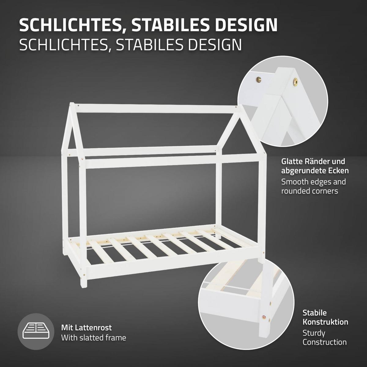 KINDERBETT mit Dach 80x160 cm Weiß - Weiß, Holz (80/160cm) - ML-DESIGN