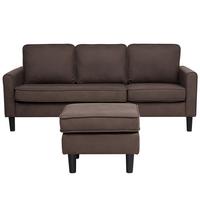 3-SITZER-SOFA mit Ottomane Polsterbezug Braun Avesta - Braun, Textil (186/85/74cm) - Beliani
