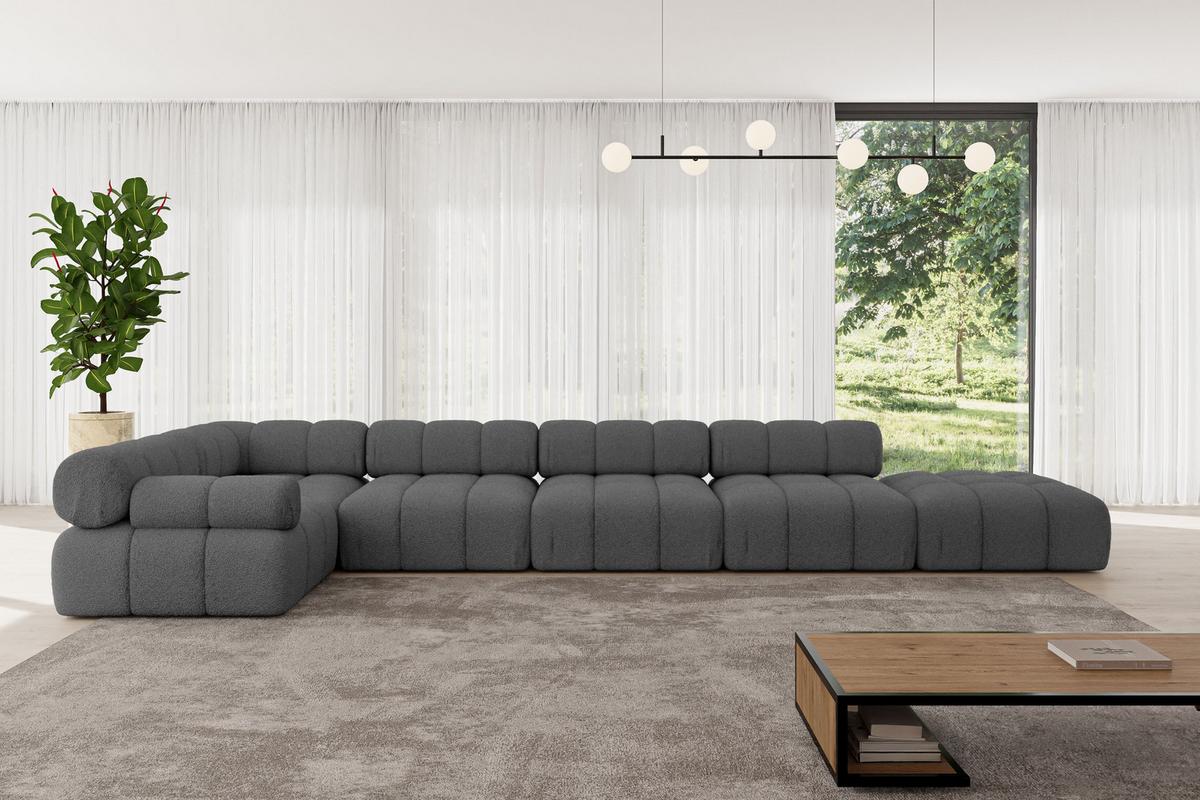 ECKSOFA modulares Sofa Felto-L3 - 475x190x70 cm Grau Bouclé - Grau, Holzwerkstoff/Textil (475/190cm) - ALTDECOR