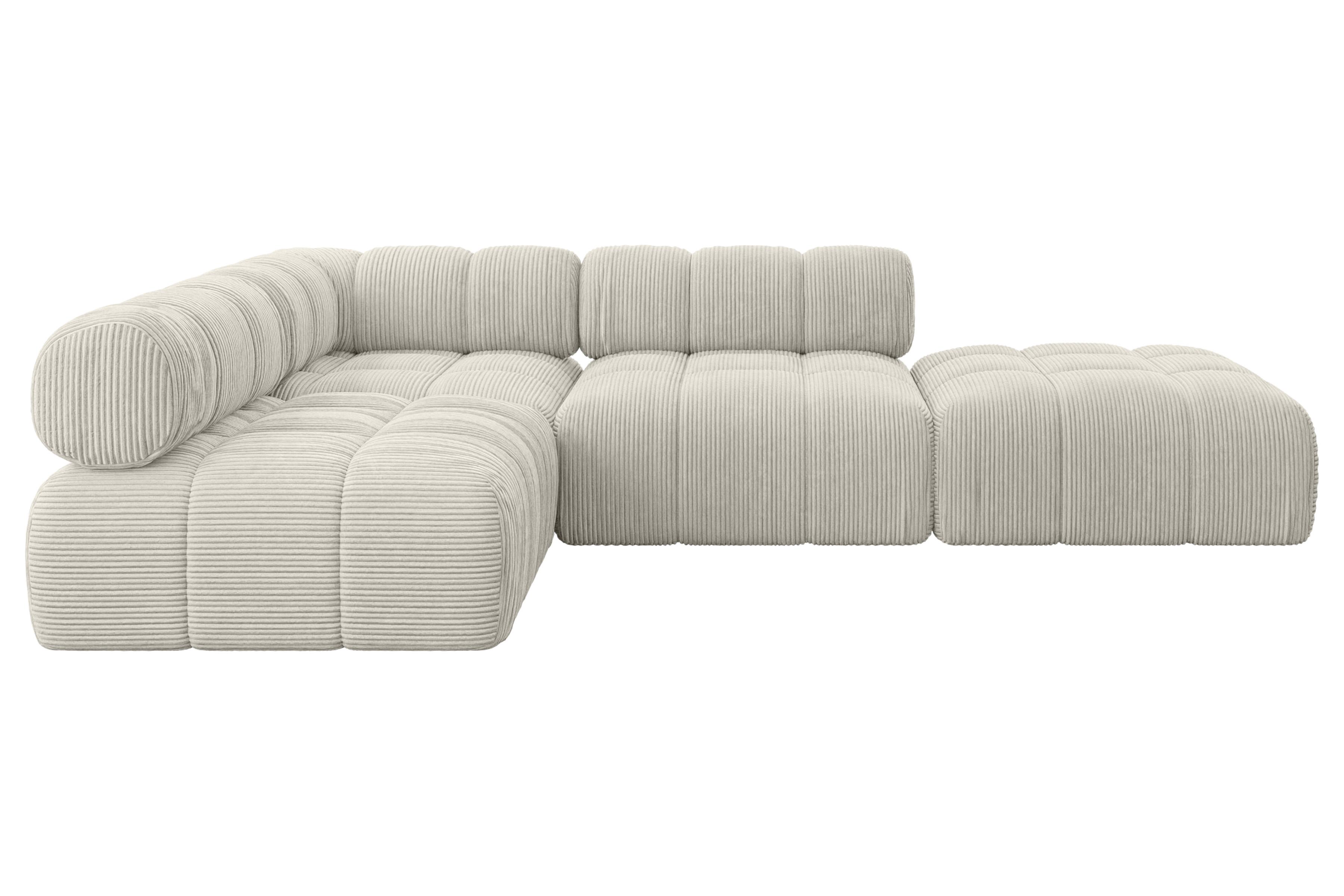 ECKSOFA modulares Sofa Favio-L1 - 285x190x70 cm Creme Cord - Hellgrau/Creme, Holzwerkstoff/Textil (285/190cm) - ALTDECOR