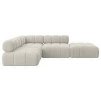 ECKSOFA modulares Sofa Favio-L1 - 285x190x70 cm Creme Cord - Hellgrau/Creme, Holzwerkstoff/Textil (285/190cm) - ALTDECOR