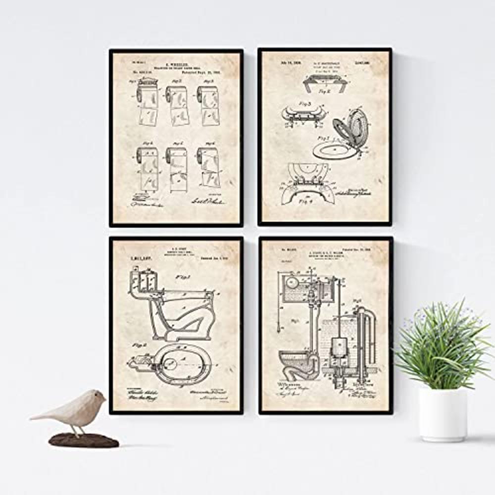POSTER Set mit 4 Jahrgang Klinge Vater Patent A3 Schwarzer Rahmen - Schwarz, Papier (29.7/3cm) - Nacnic