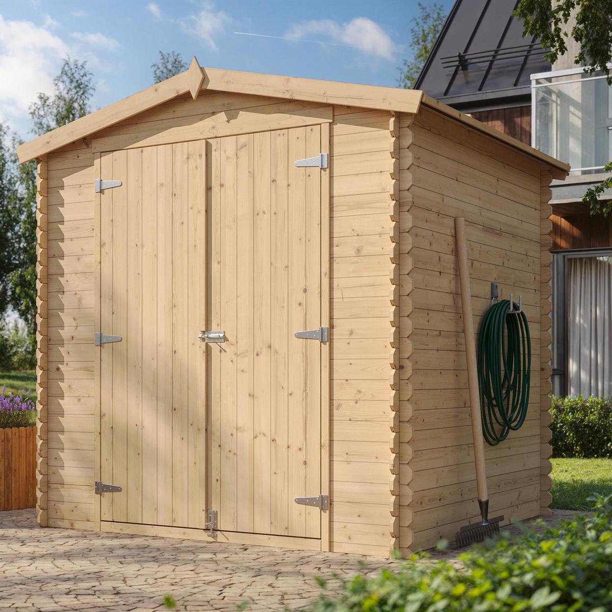 HOLZ-GARTENHAUS 3,53 m² – TIMBELA M343C1 - Naturfarben, Holz (216/218/206cm) - Timbela