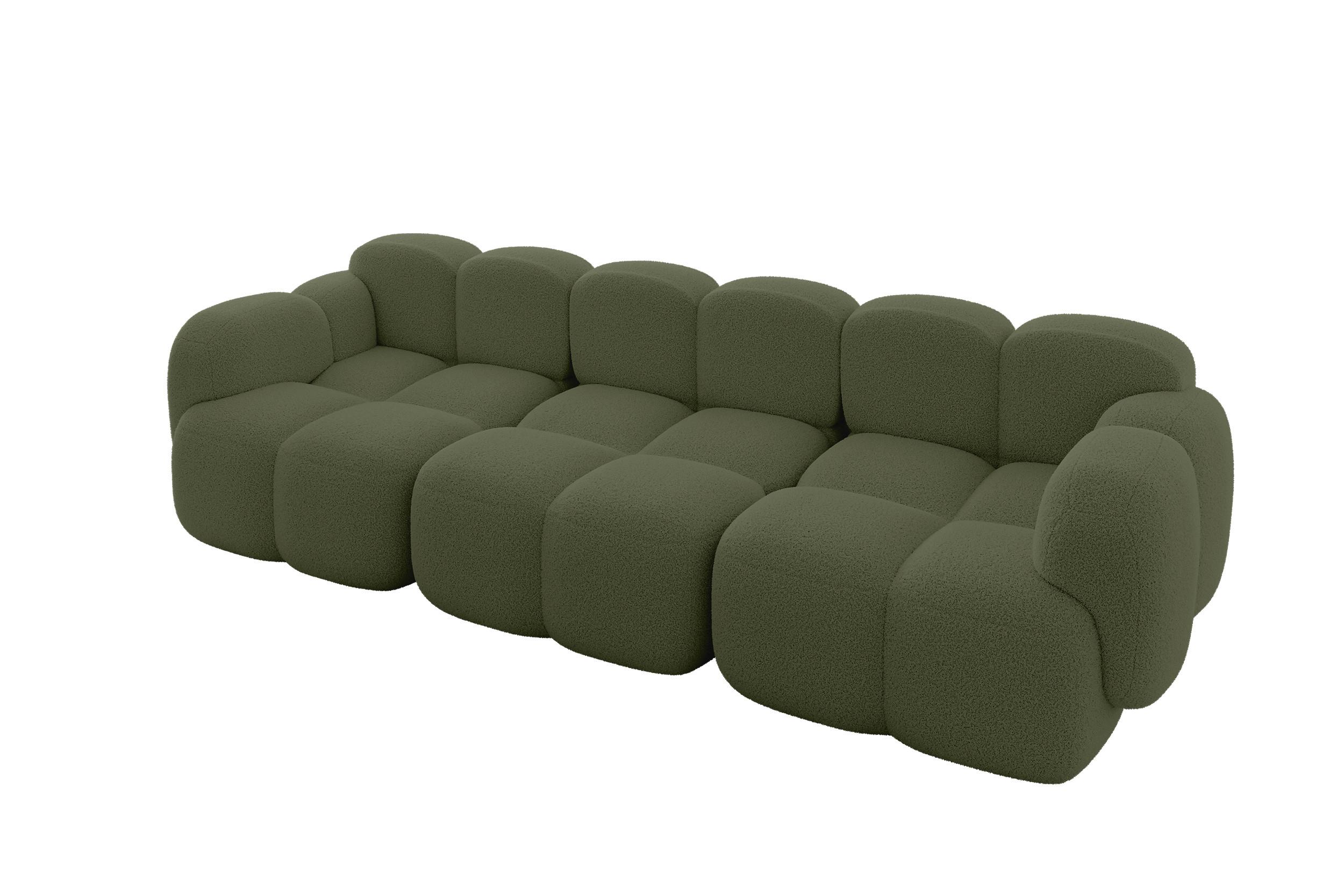 3-SITZER modulares Sofa Miko-S2 300x118x75 cm Grün Bouclé - Smaragdgrün/Schwarz, Holzwerkstoff/Kunststoff (300/75/118cm) - ALTDECOR