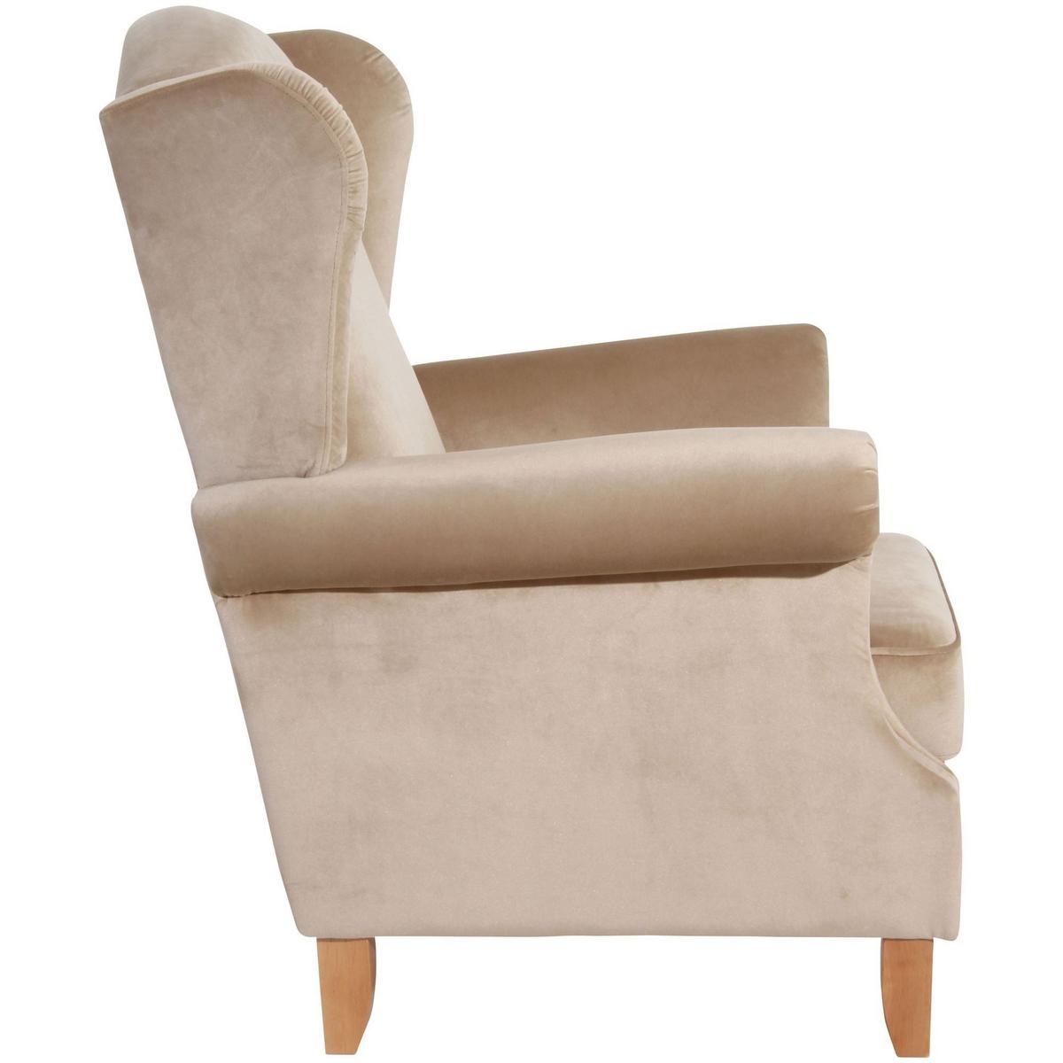 OHRENSESSEL Katria Bezug Samtvelours Buche natur / sand - Sandfarben, Kunststoff (88/108/84cm) - 58aufmkessel