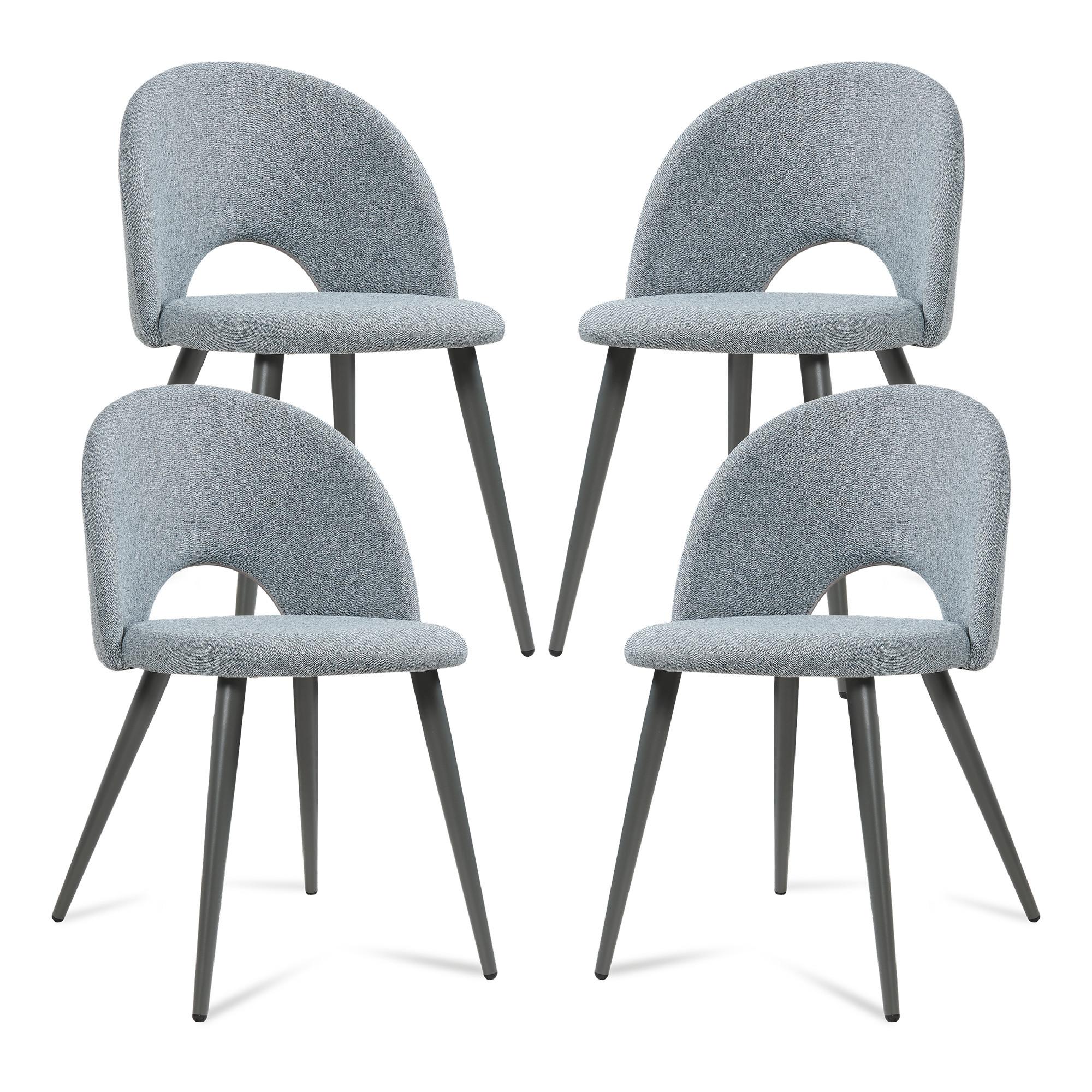 ESSZIMMERSTUHL-SET 4 TLG. Karijoki - Dunkelgrau/Grau, Textil/Metall (50/77/55cm) - [en.casa]