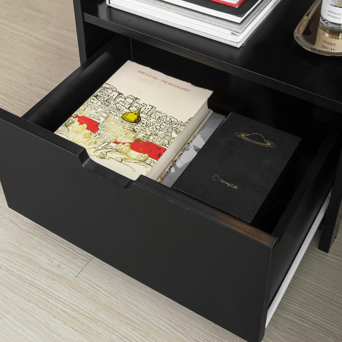 NACHTTISCH Schwarz - Schwarz, Holzwerkstoff (45/55/38cm) - SoBuy