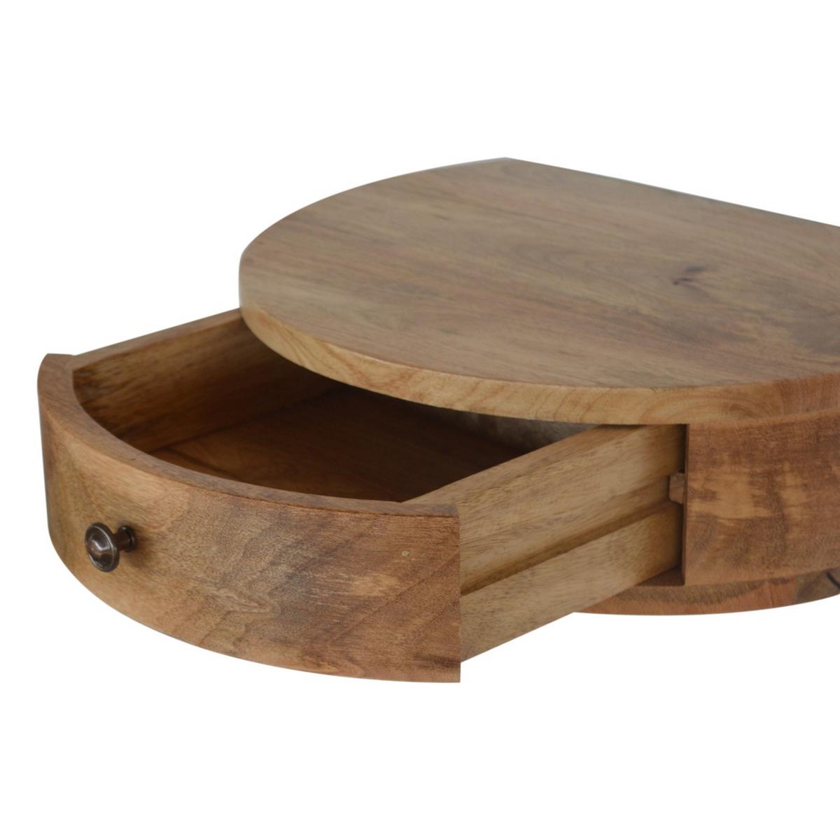 NACHTTISCH Wandmontage, Rund, 1 Schublade, Braun - Messingfarben/Braun, Holz/Metall (40/11/31cm) - Artisan Furniture