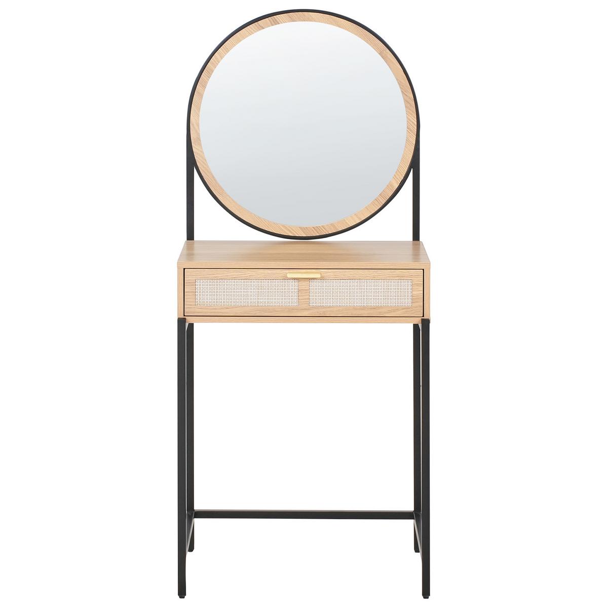 SCHMINKTISCH mit Spiegel Hellbraun Cassiar - Hellbraun, Holzwerkstoff (61/140/36cm) - Beliani