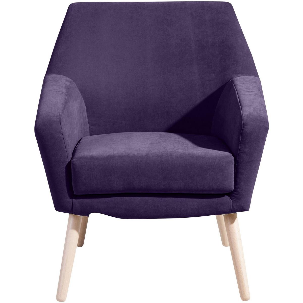 SESSEL Kachka Bezug Veloursstoff Buche natur / violett - Lila, Kunststoff (71/81/67cm) - 58aufmkessel