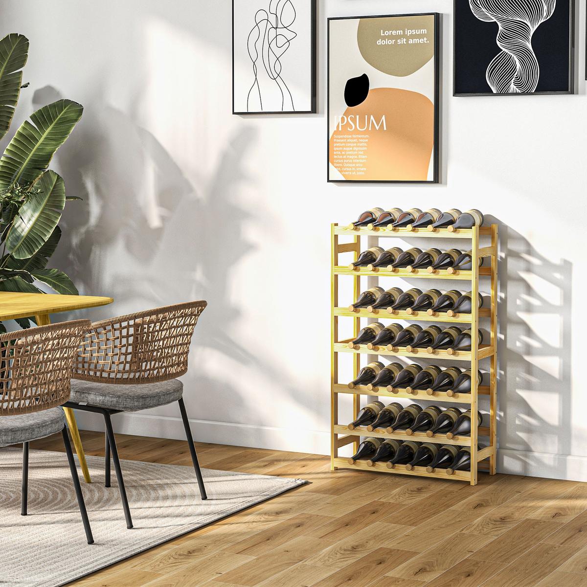 WEINREGAL, Kiefernholz, Naturholz - Naturfarben, Holz (25/102/63cm) - HOMCOM