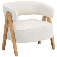 SESSEL gepolsterter Loungesessel mit Armlehnen, Fleece-Optik, Weiß - Weiß/Naturfarben, Holz/Textil (64/71/70cm) - HOMCOM