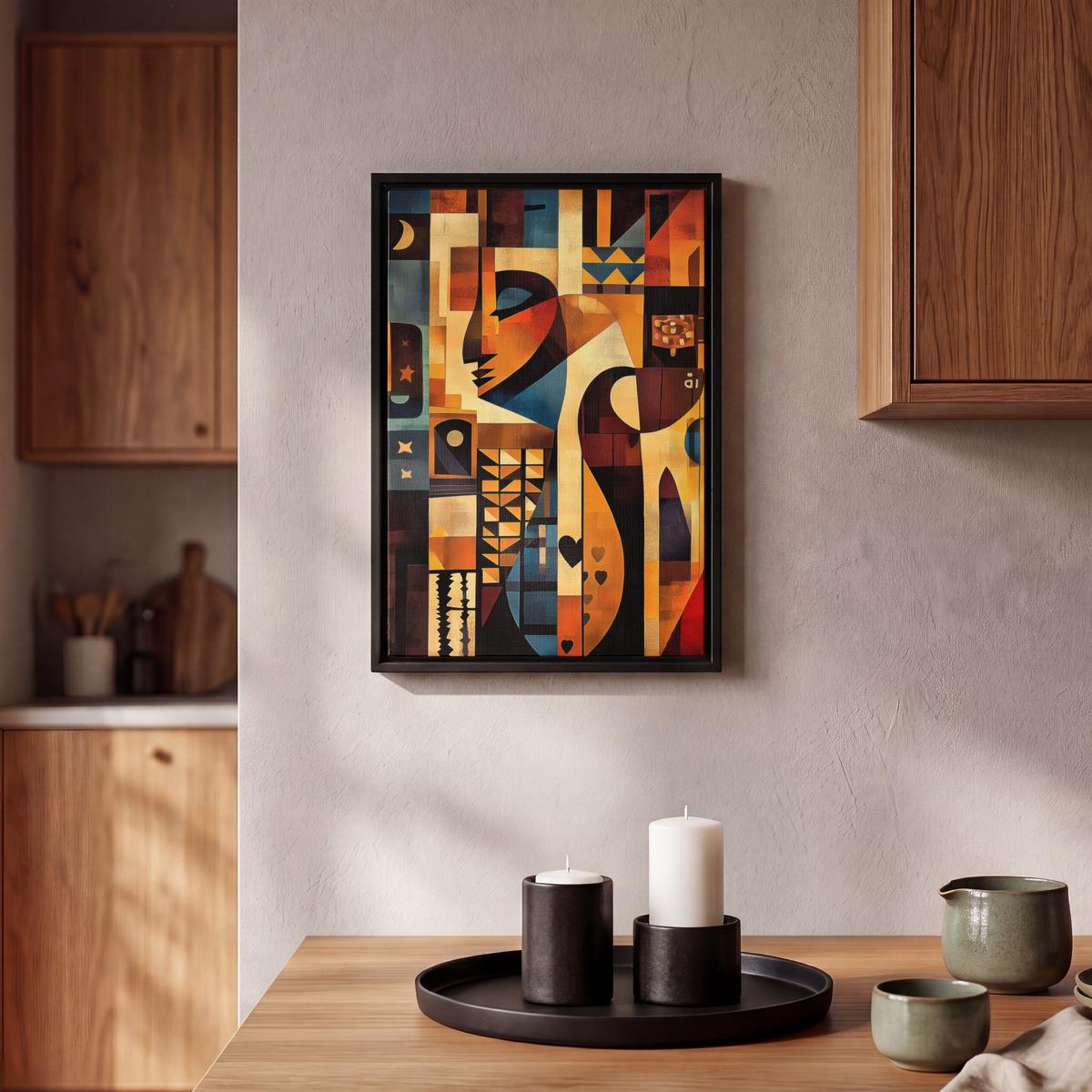 LEINWAND Bilder mit Rahmen - Figuren - Abstrakt - Symbole - 20x30 - Terracotta, Textil (20/30cm) - MuchoWow
