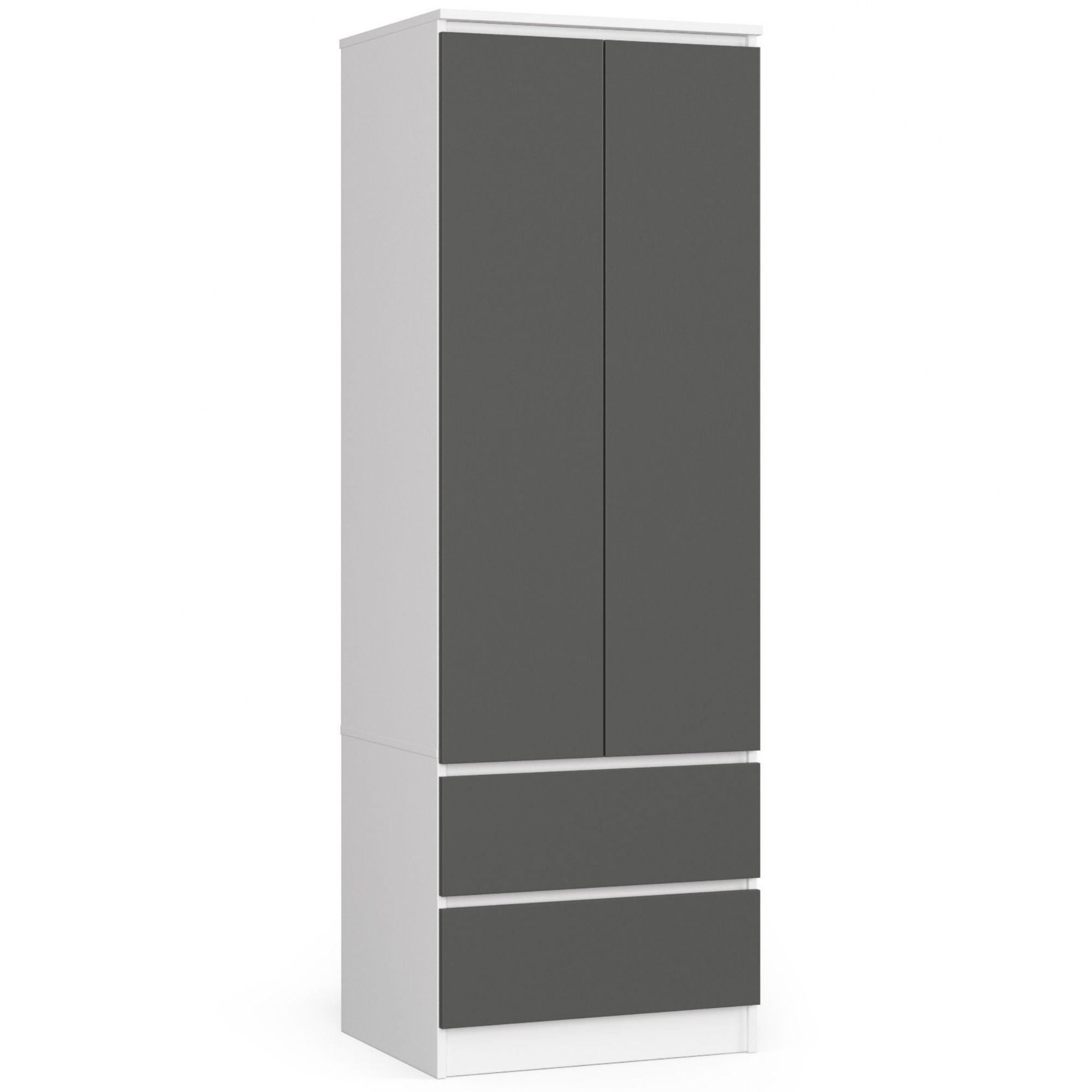 KLEIDERSCHRANK Weiß, Graphit Grau 180/60/51 - Weiß, Holzwerkstoff (60/180/51cm) - RAUMHIRSCH FURNITURE