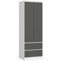 KLEIDERSCHRANK Weiß, Graphit Grau 180/60/51 - Weiß, Holzwerkstoff (60/180/51cm) - RAUMHIRSCH FURNITURE