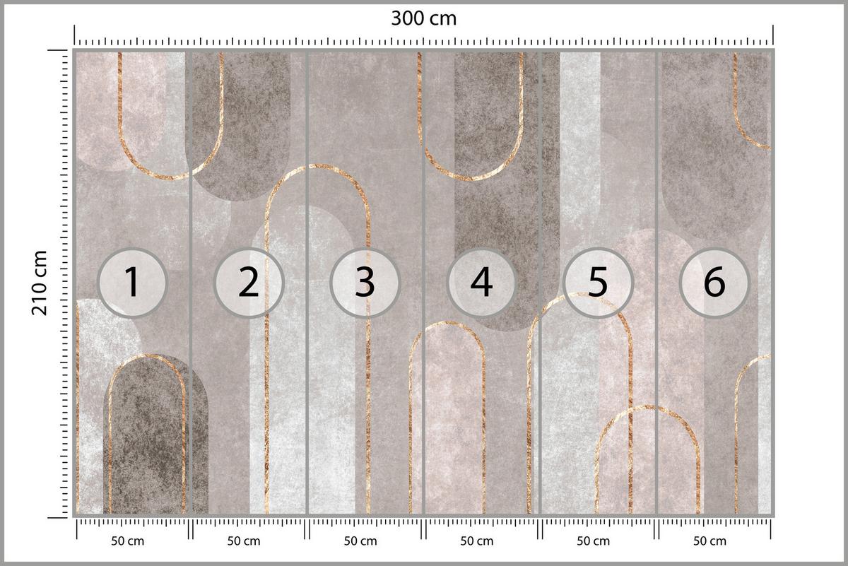FOTOTAPETE für Wohnzimmer Geometrische Bögen Beige Beton 300x210 - Beige/Braun, Papier (300/210cm) - Muralo