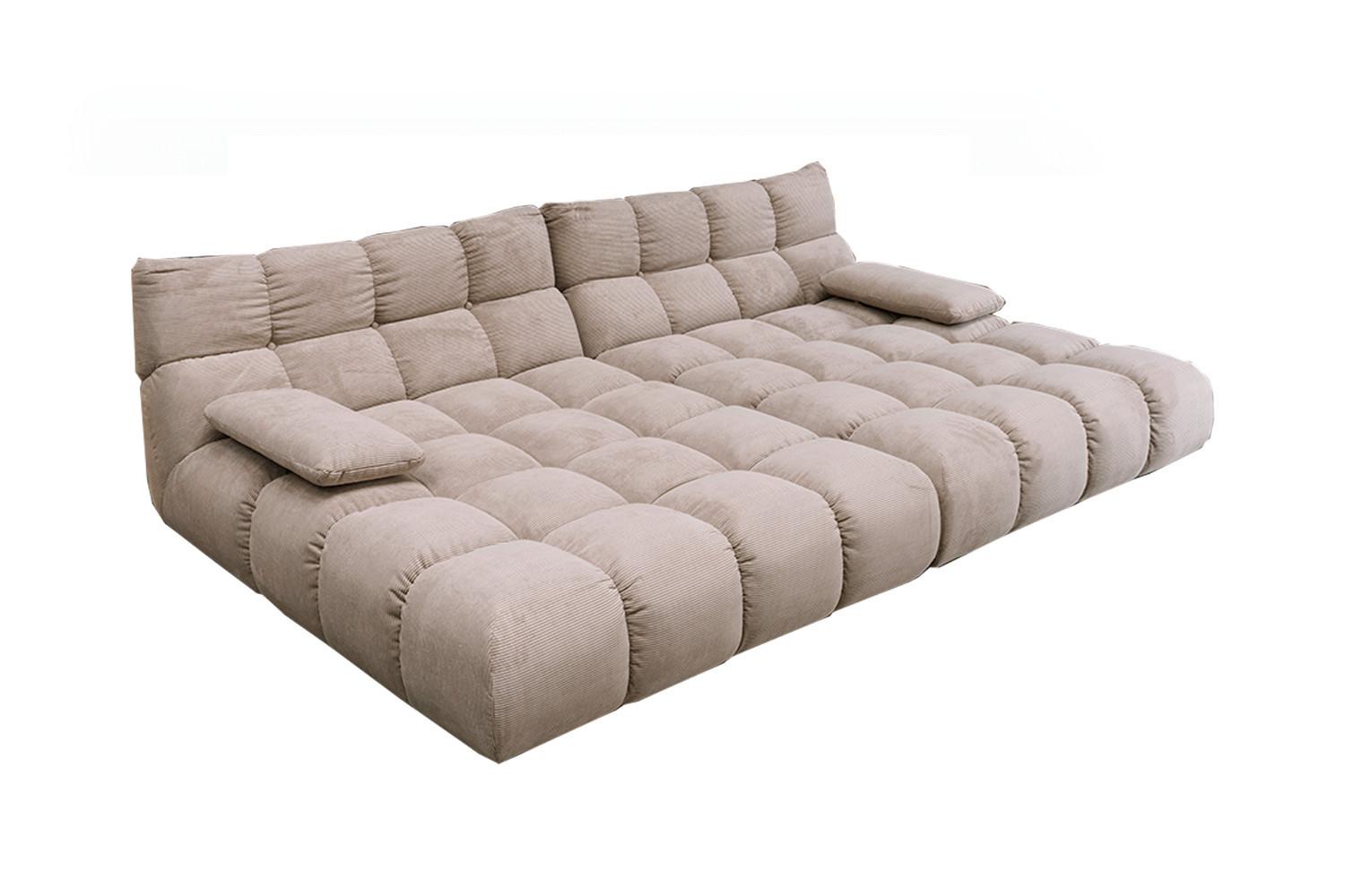 BIG SOFA VIVIEN Beige Cord - Beige/Schwarz, Kunststoff/Textil (296/85/178cm) - KAWOLA