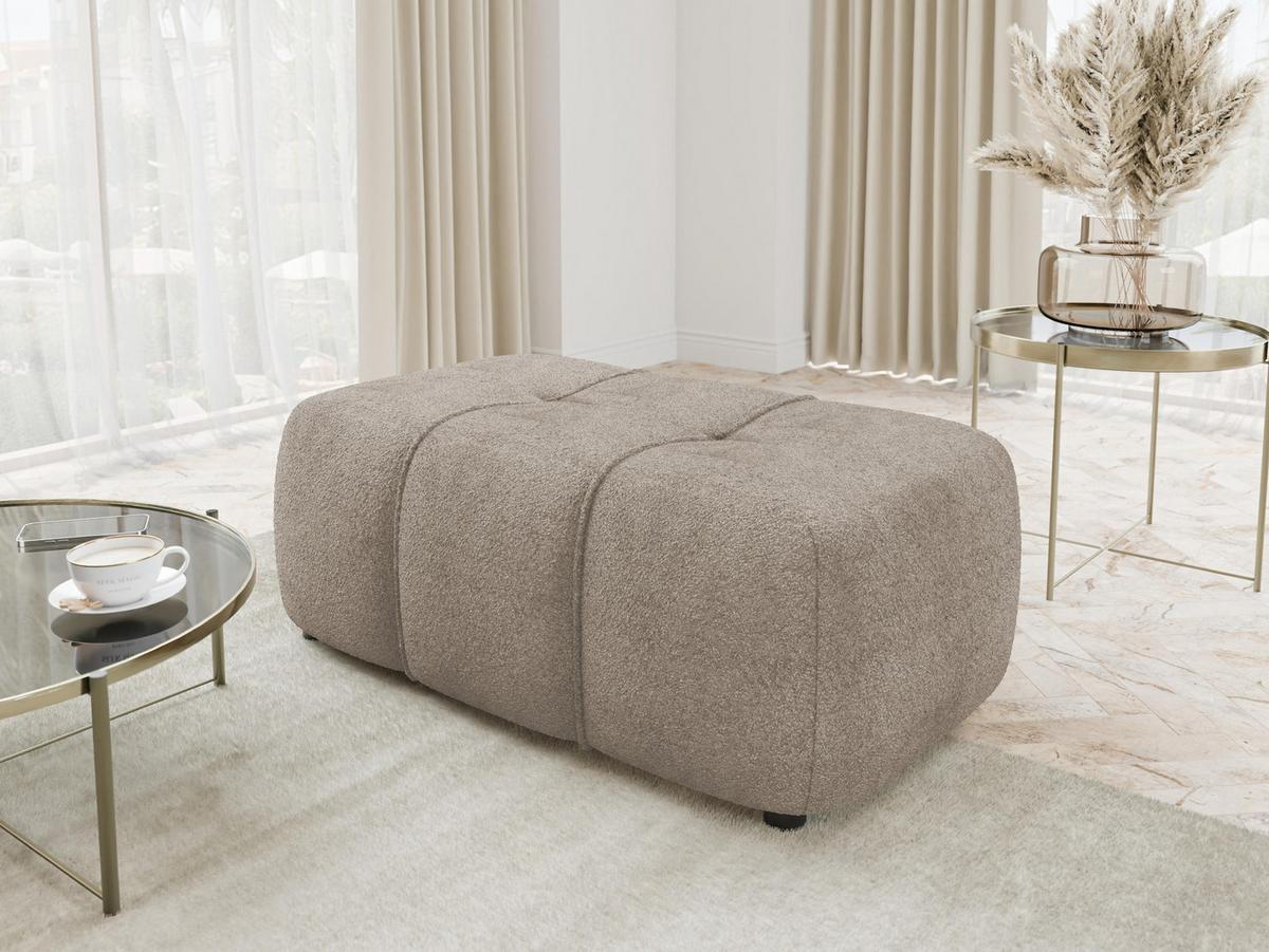 POLSTERHOCKER Furyn Boucle - Schwarz/Braun, Holzwerkstoff/Kunststoff (93/38/62cm) - MIRJAN24