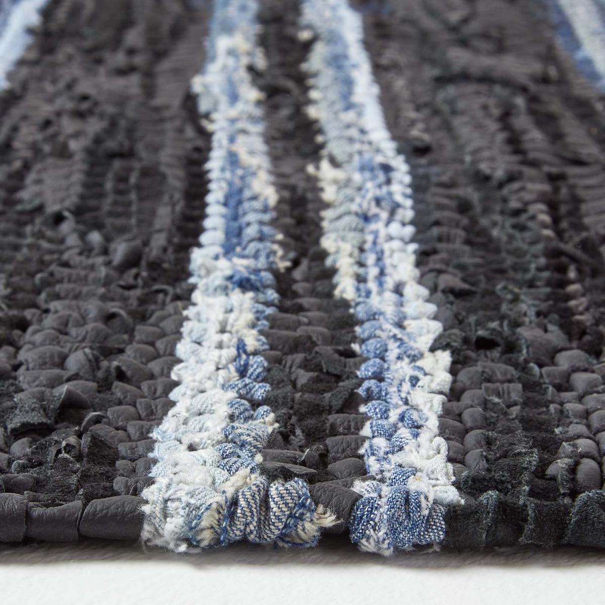 HANDWEBTEPPICH Texas, Leder & Denim 120/170 cm - Blau, Textil (120/170cm) - Homescapes
