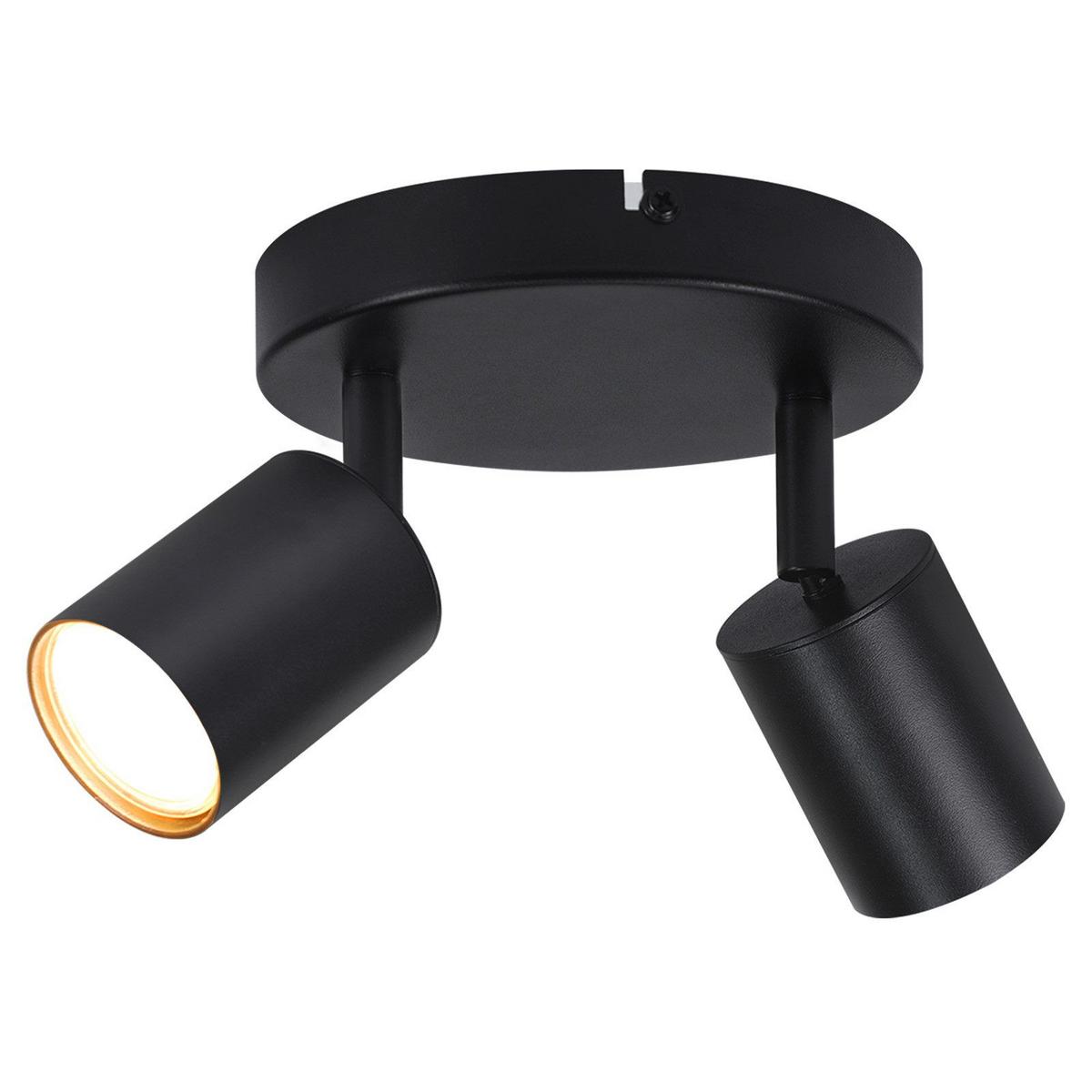 DECKENSTRAHLER Bayreuth 2-flammig 15/15/14.4 cm - Schwarz, Metall (15/15/14.4cm) - Nettlife