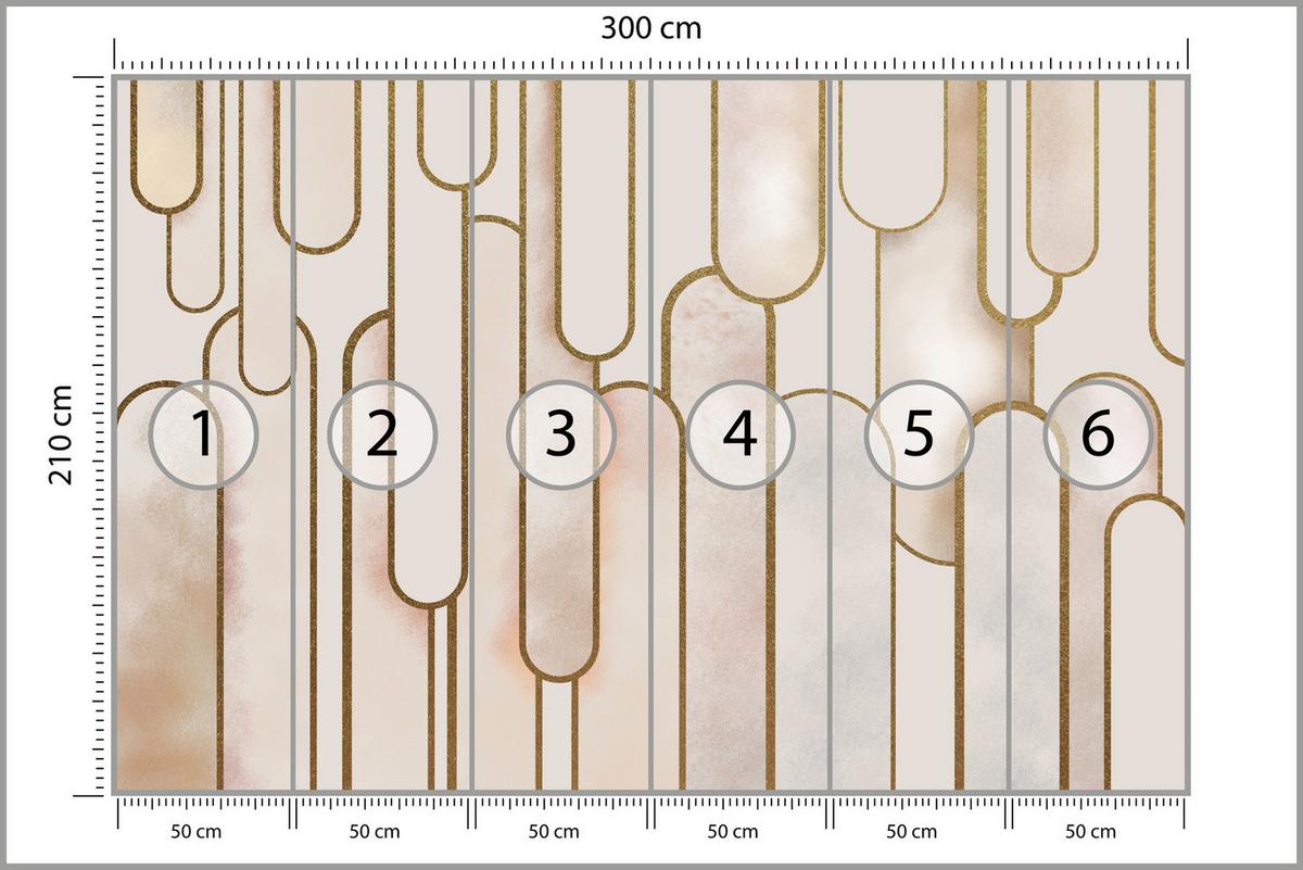 FOTOTAPETE für Wohnzimmer Abstraktion Art Deco 300x210 - Beige/Rosa, Papier (300/210cm) - Muralo