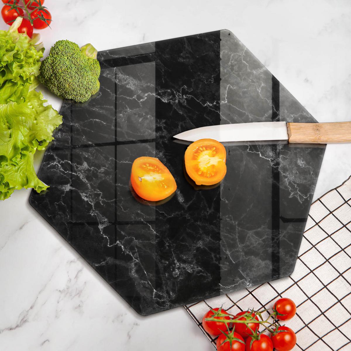 GLASPLATTE 40 cm Eleganter Marmor - Schwarz, Glas (40/40cm) - Wallfluent