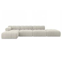 ECKSOFA modulares Sofa Lizur-L2 - 380x160x70 cm Creme Cord - Hellgrau/Creme, Holzwerkstoff/Textil (380/160cm) - ALTDECOR
