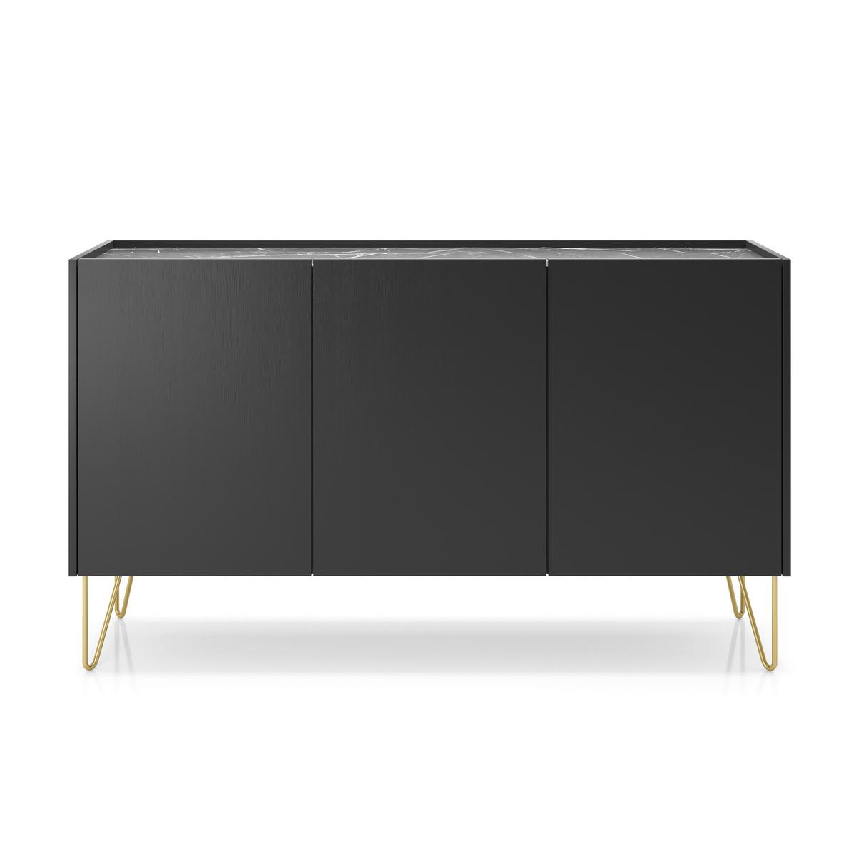 SIDEBOARD ARMONIA 144/83/37 cm mit 3 Türen Schwarz - Schwarz, Holzwerkstoff (144/83/37cm) - MASSENO