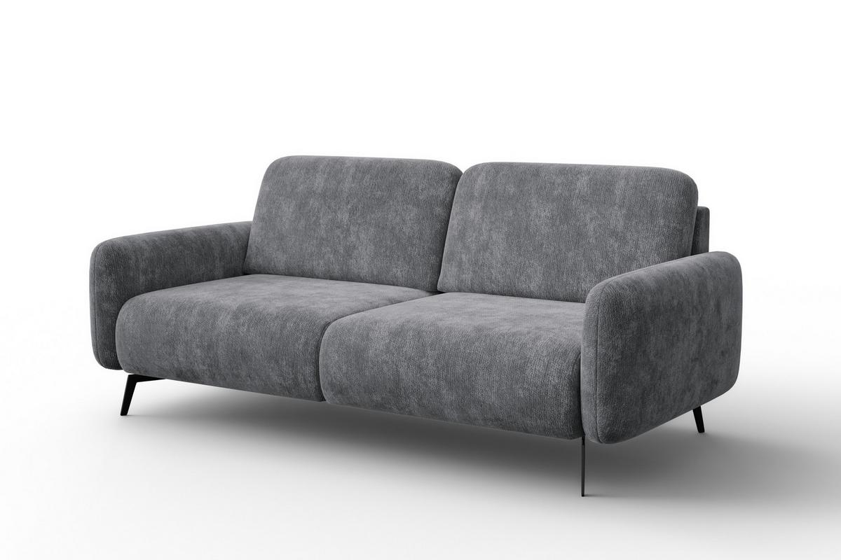 SOFA FEBE 3-Sitzer, grauer Chenille-Stoff - Schwarz/Grau, Holz/Textil (190/82/96cm) - Wozimo