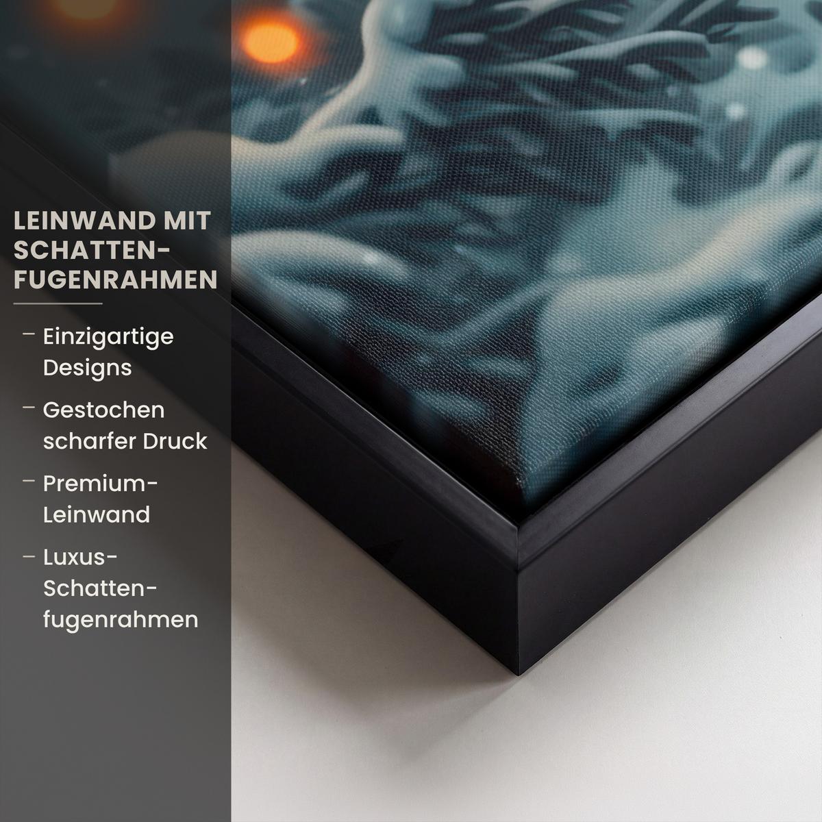 LEINWAND Bilder mit Rahmen - Hirsch - Weihnachten - Winter - Schnee - Weihnachtskranz - 80x60 - Dunkelbraun, Textil (80/60cm) - MuchoWow