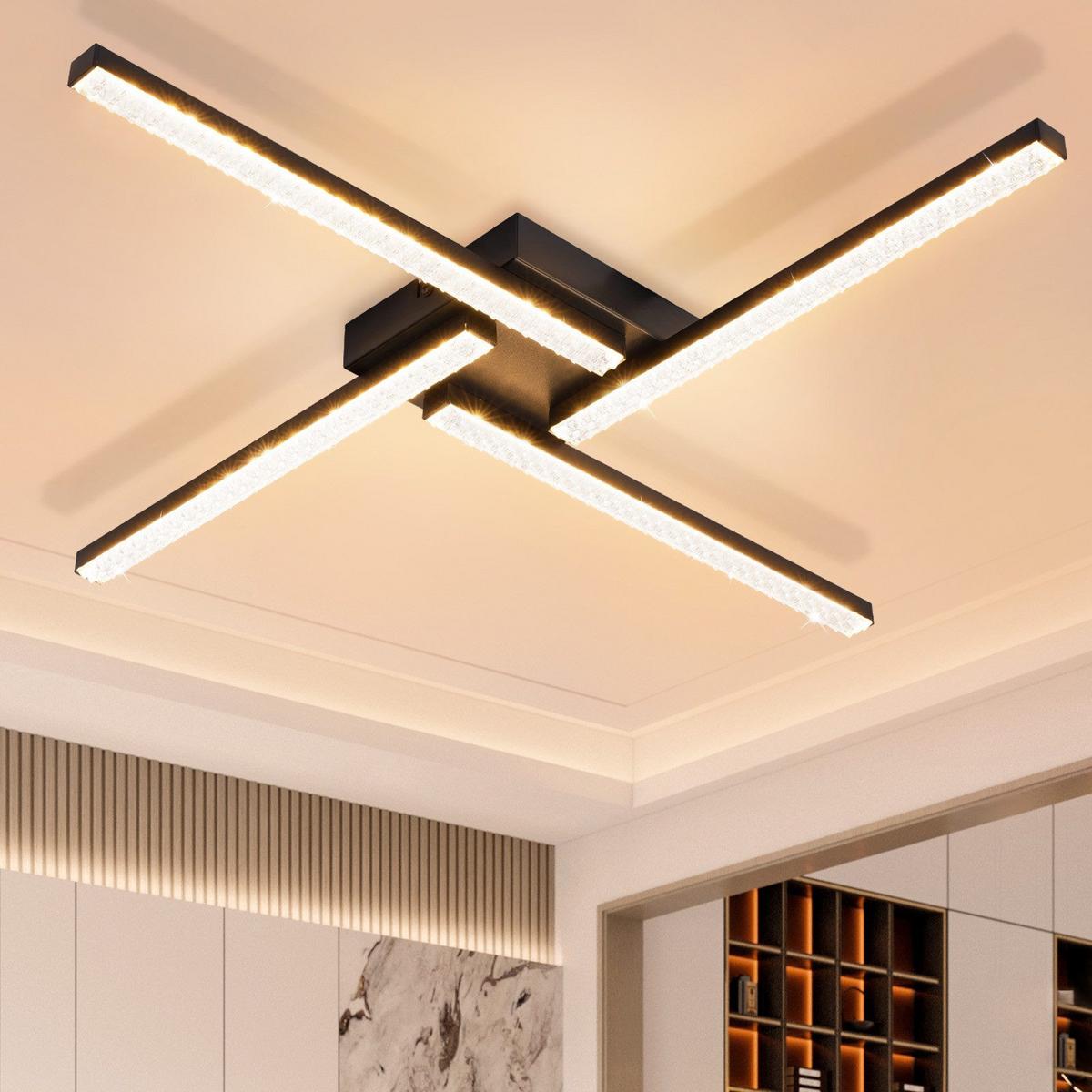 LED-DECKENLEUCHTE Dorthea 57/57/6 cm - Schwarz, Metall (57/57/6cm) - Nettlife
