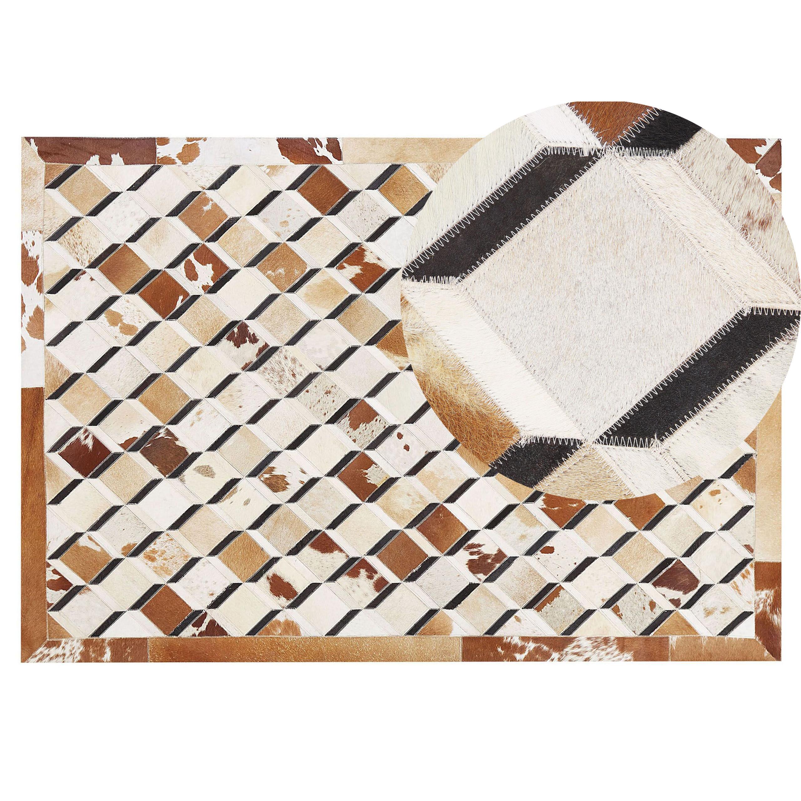 PATCHWORK-TEPPICH Serinova 200/140 cm - Braun, Fell (140/200cm) - Beliani