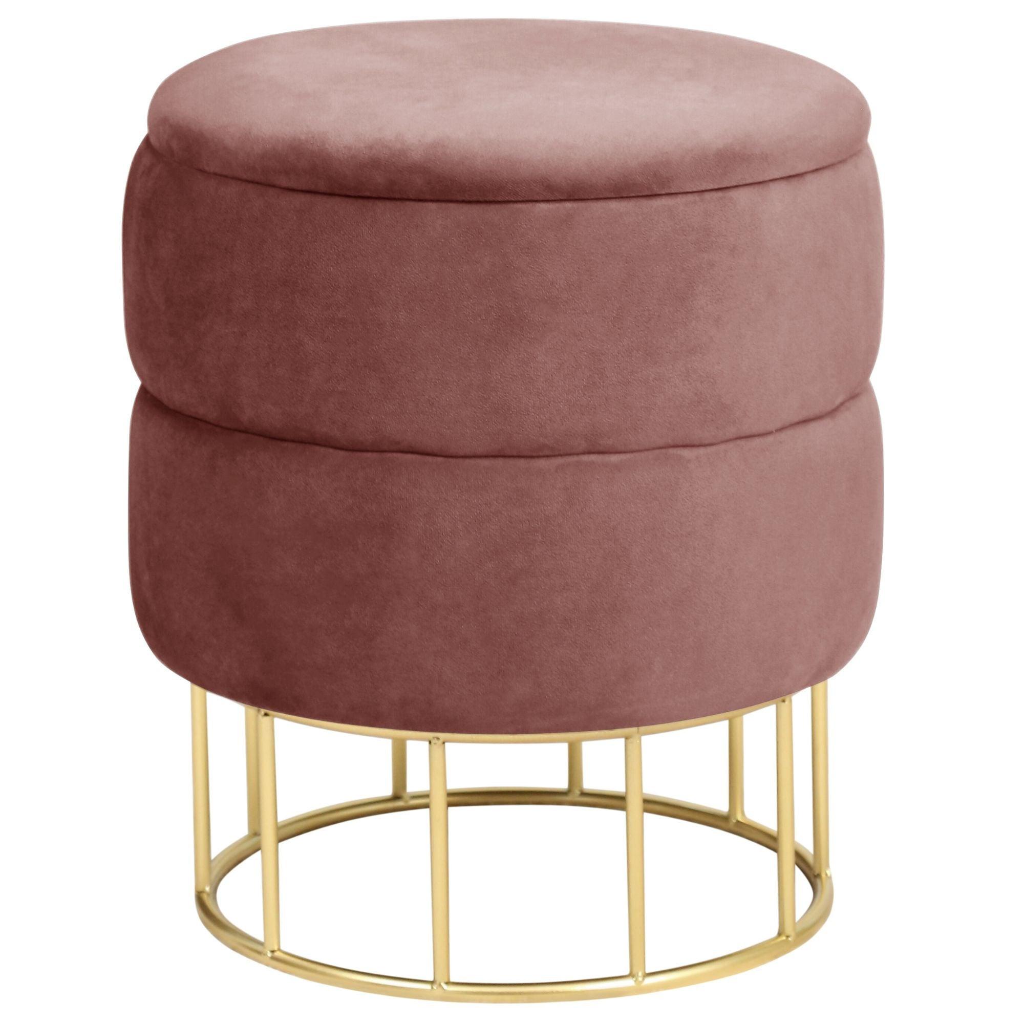 SITZHOCKER mit Stauraum, Polsterhocker Rosa 37/42/37 - Rosa, Textil (37/42/37cm) - RAUMHIRSCH FURNITURE