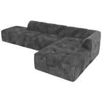 ECKSOFA GRIDA 3M L Grau Cord - Rechts - Schwarz/Grau, Kunststoff/Textil (176/335cm) - MKS