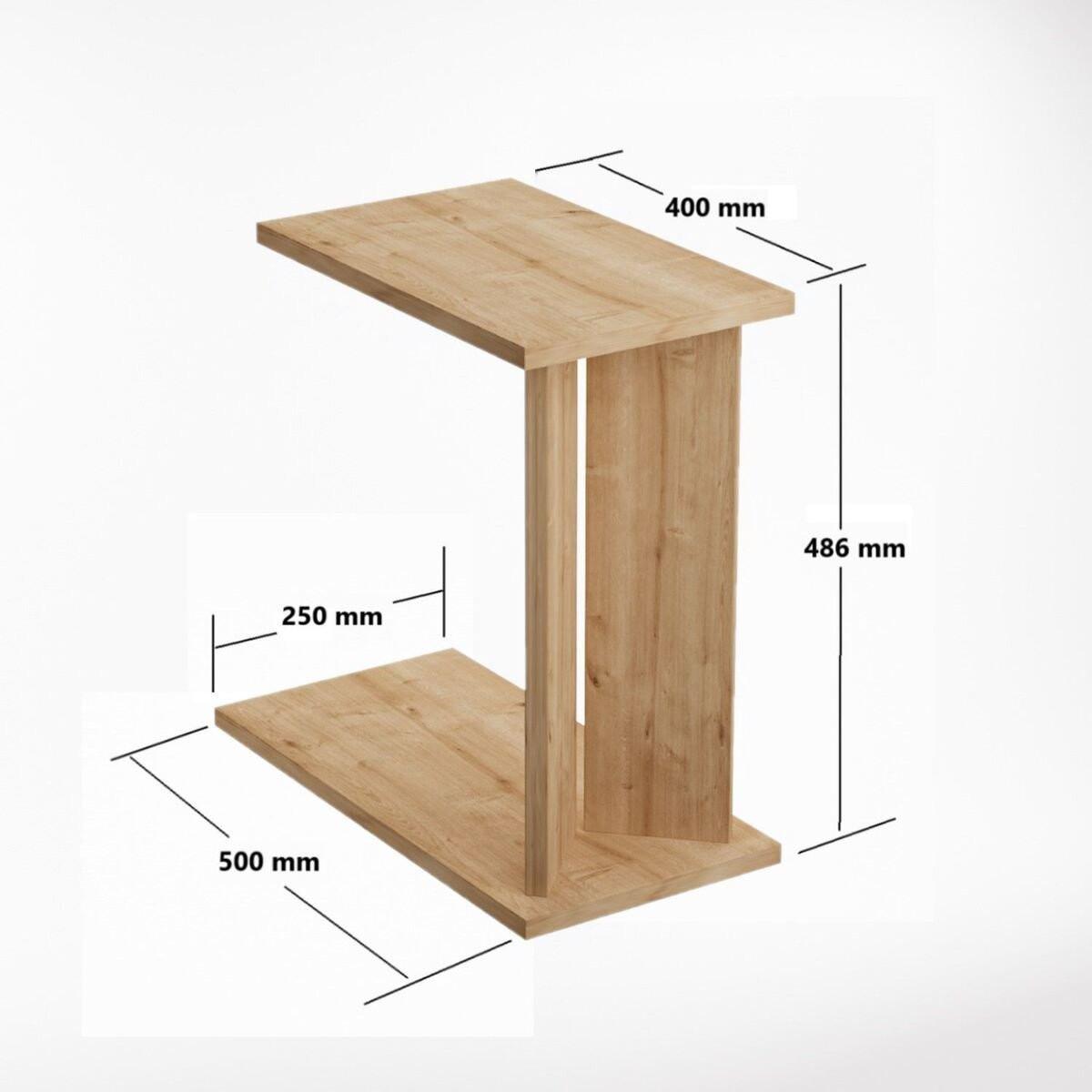 BEISTELLTISCH mit Ablage 50/25/48,6 cm - Eichefarben, Holzwerkstoff (25/50/48.6cm) - Calicosy