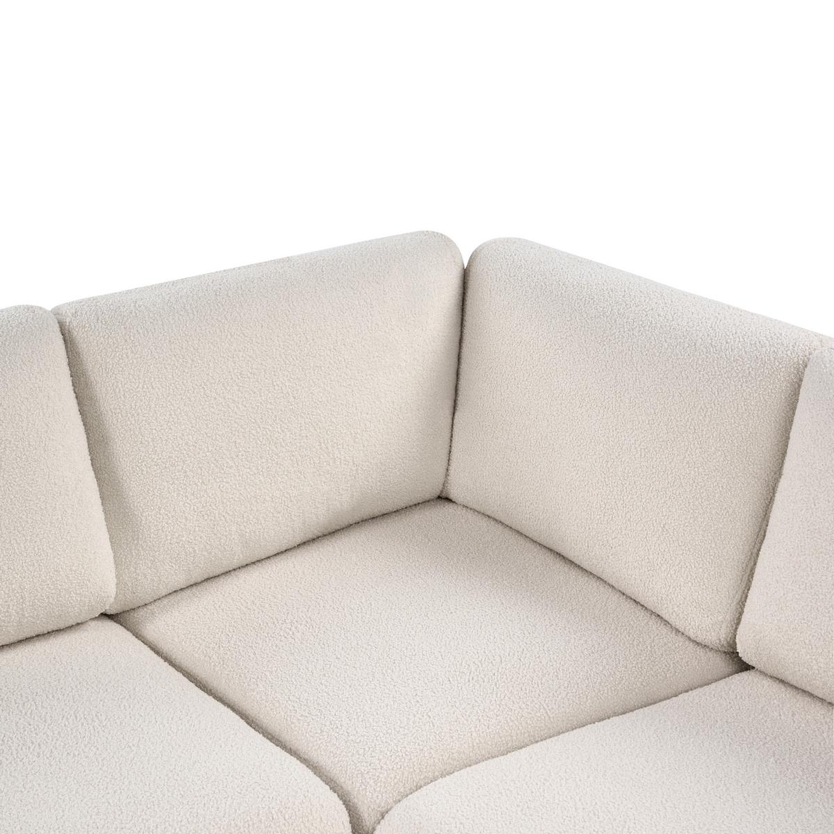 ECKSOFA Modul 5-Sitzer Bouclé Cremeweiß linksseitig Kivvik - Creme, Textil (287/100cm) - Beliani