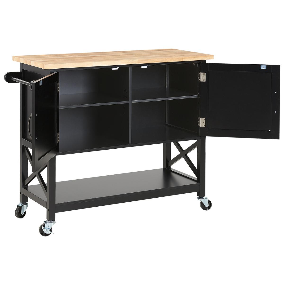 SERVIERWAGEN Schwarz Mele - Schwarz/Braun, Holz/Holzwerkstoff (102/90/44cm) - Beliani
