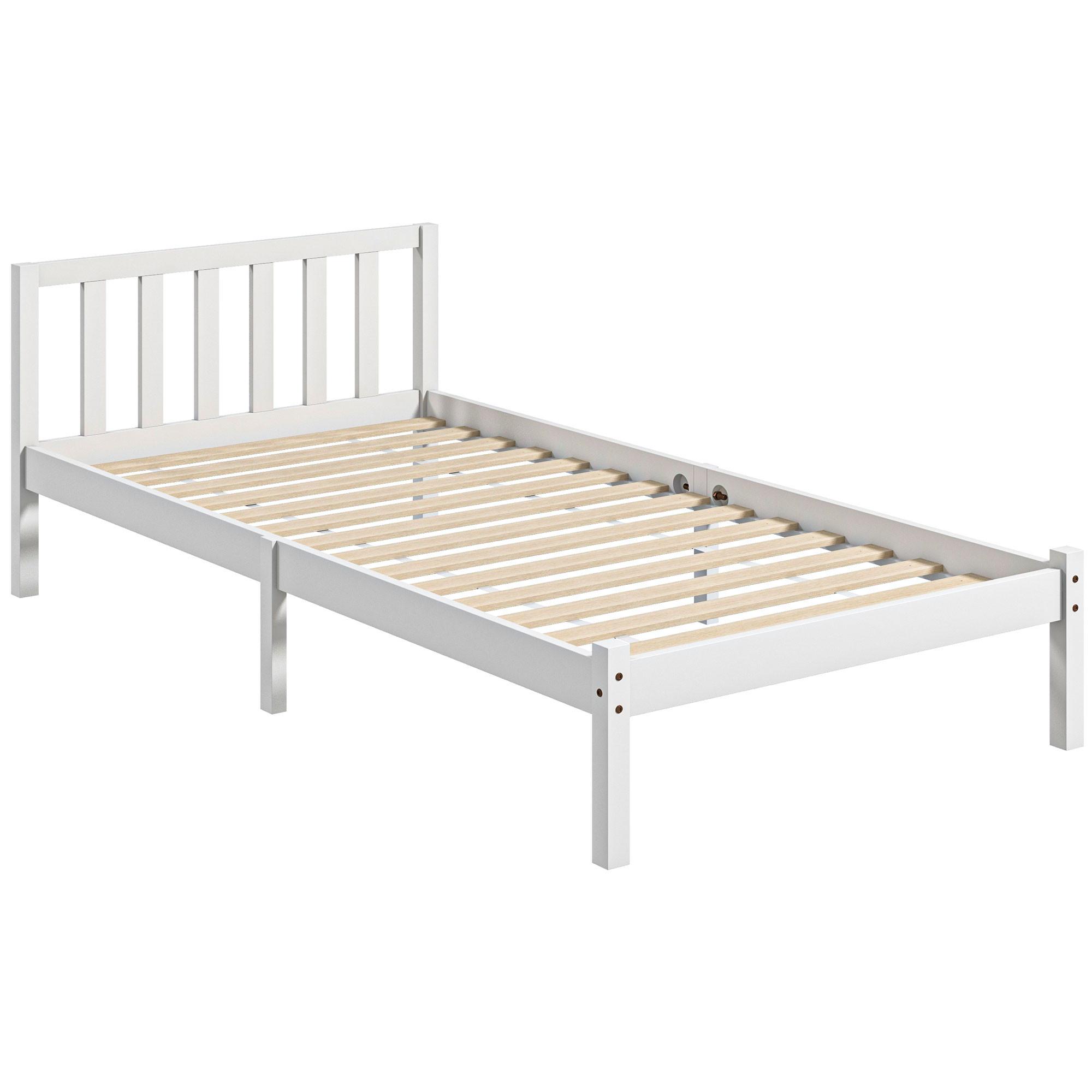 BETTRAHMEN mit Kopfteil für Schlafzimmer 208/96/70 cm - Weiß, Holz - HOMCOM