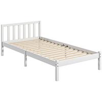 BETTRAHMEN mit Kopfteil für Schlafzimmer 208/96/70 cm - Weiß, Holz - HOMCOM