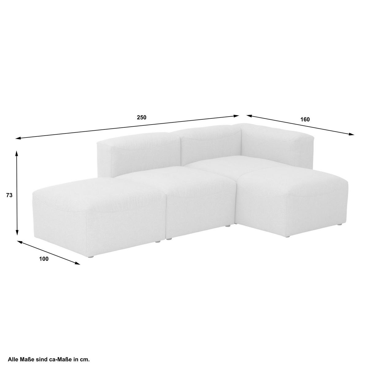 ECKSOFA mit Hocker links Kattrina Flachgewebe creme - Creme, Kunststoff (160/250cm) - 58aufmkessel