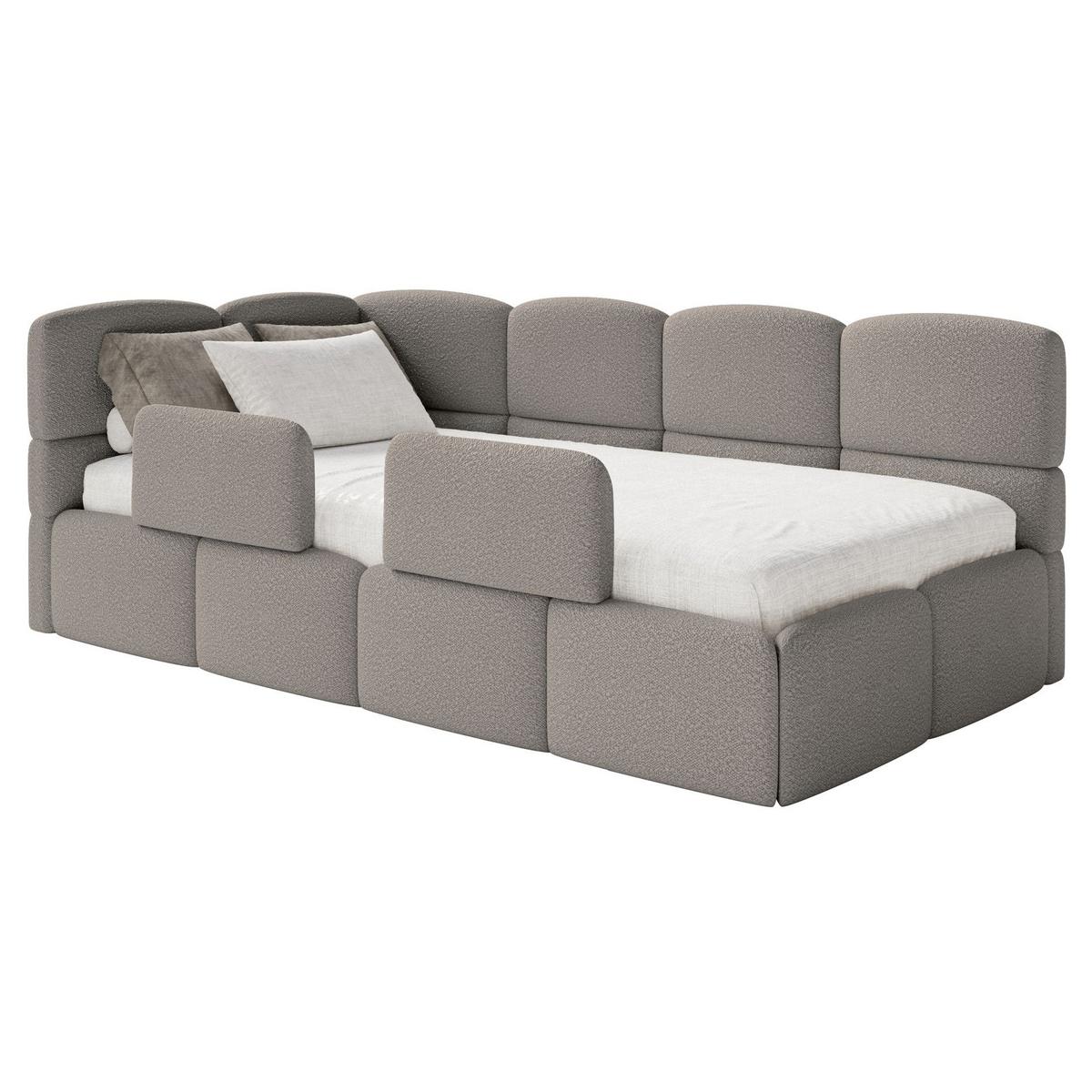 JUGENDBETT Cloudy links mit Rausfallschutz Bouclé Grau - Grau, Kunststoff/Textil (90/200cm) - Selsey