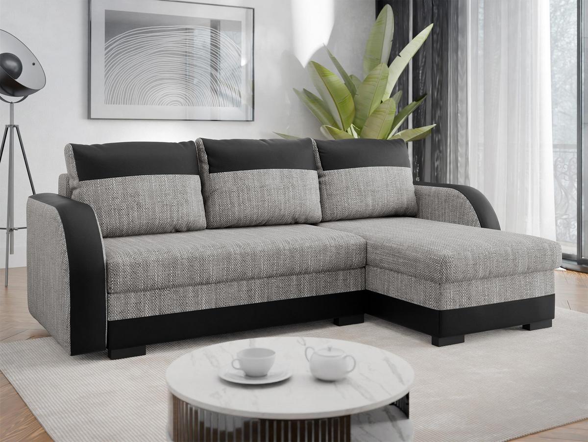 ECKSOFA Jozef - Schwarz/Grau, Holz/Textil (230/140cm) - MIRJAN24