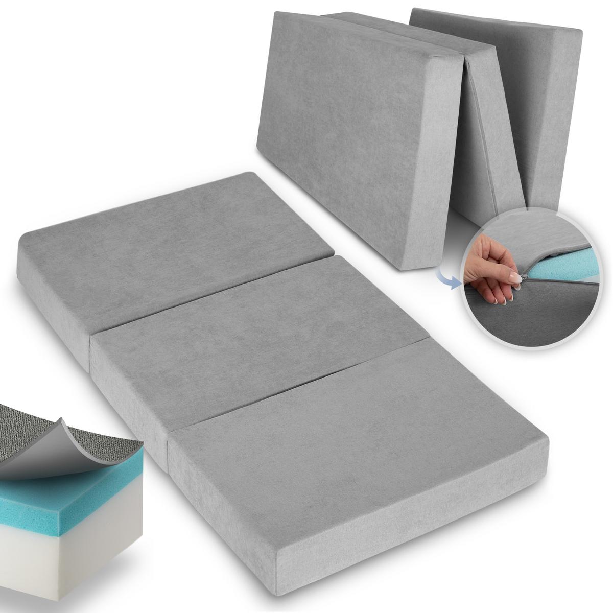 VISCO KLAPPMATRATZE VS95 201/120/14 cm Grau - Grau, Textil - Beautissu 