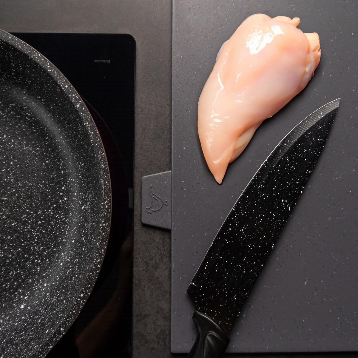 SCHNEIDEBRETT Set mit Halterung (5-tlg.) - Grau, Kunststoff (7/34cm) - Intirilife